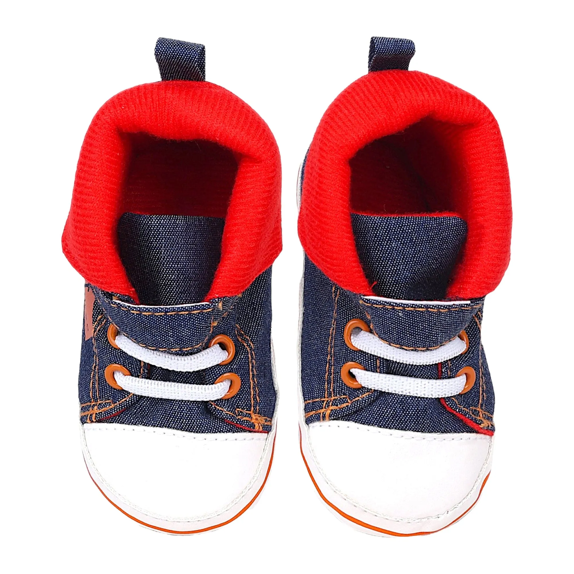 Baby Moo Lace-Up Imitation Denim High Top Infant Sneakers - Blue, White