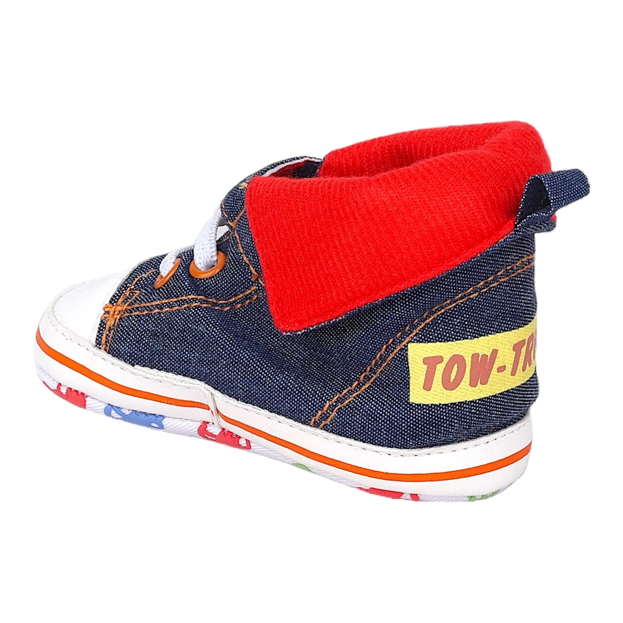 Baby Moo Lace-Up Imitation Denim High Top Infant Sneakers - Blue, White