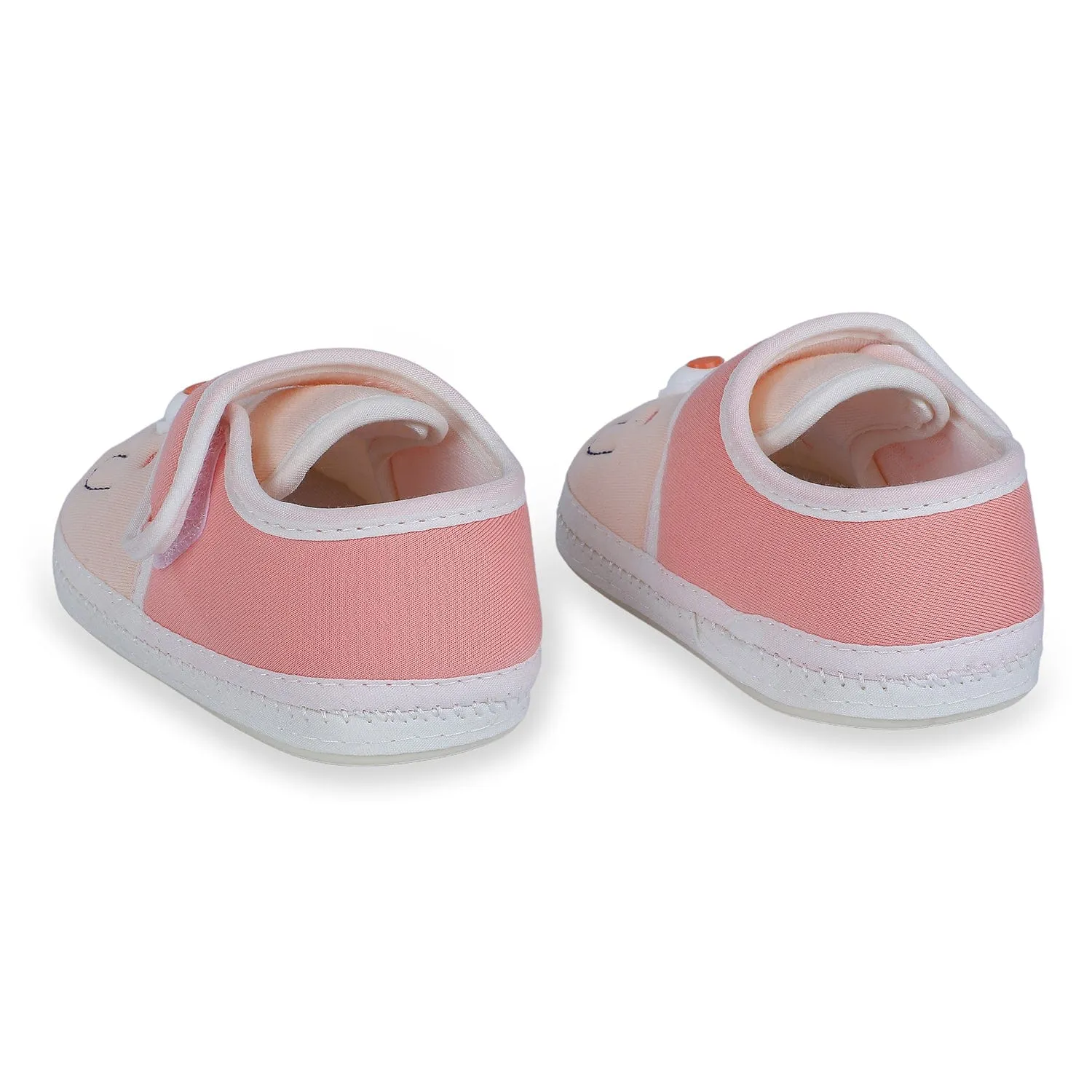 Baby Moo Smiling Bear Soft Sole Anti-Slip Booties - Peach