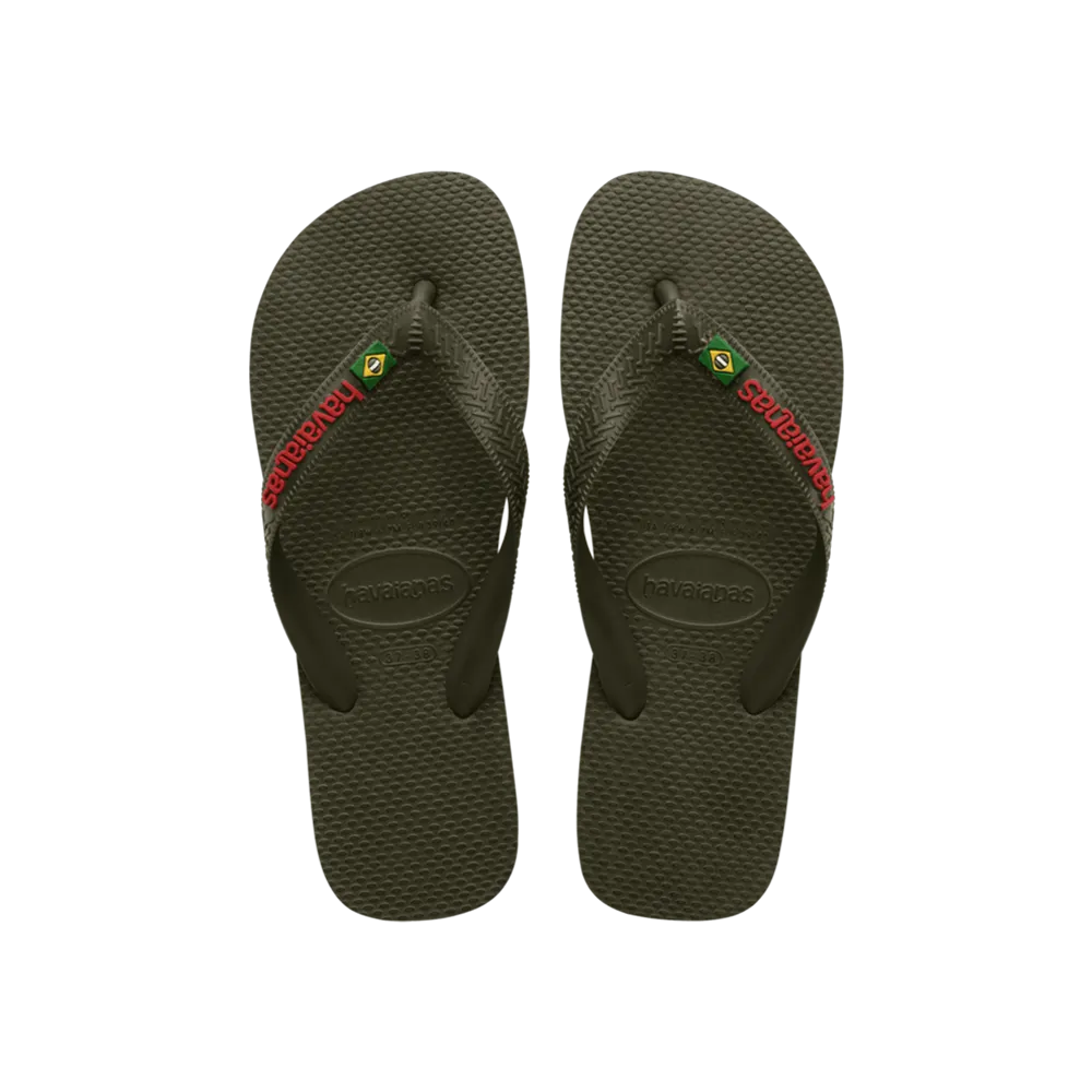 Brasil Logo Flip Flops Tech II By Havaianas, Green Olive