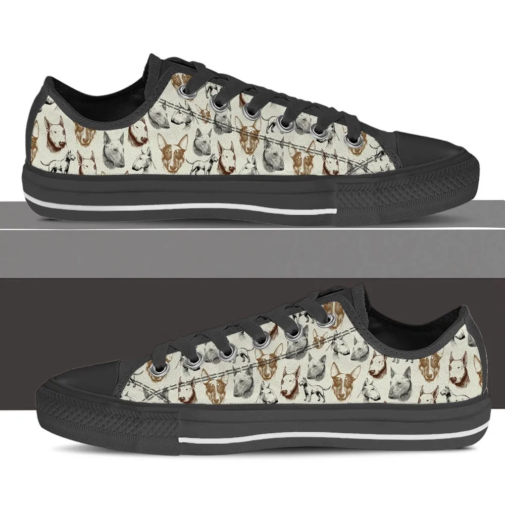 Bull Terrier Low Top Shoes - Low Top Sneaker, Dog Printed Shoes, Canvas Shoes For Men, Women