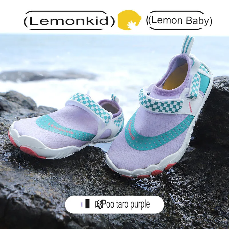 children's river tracing shoes for boys and girls, wading shoes, mesh soft sole, toe-cap non-slip beach shoes