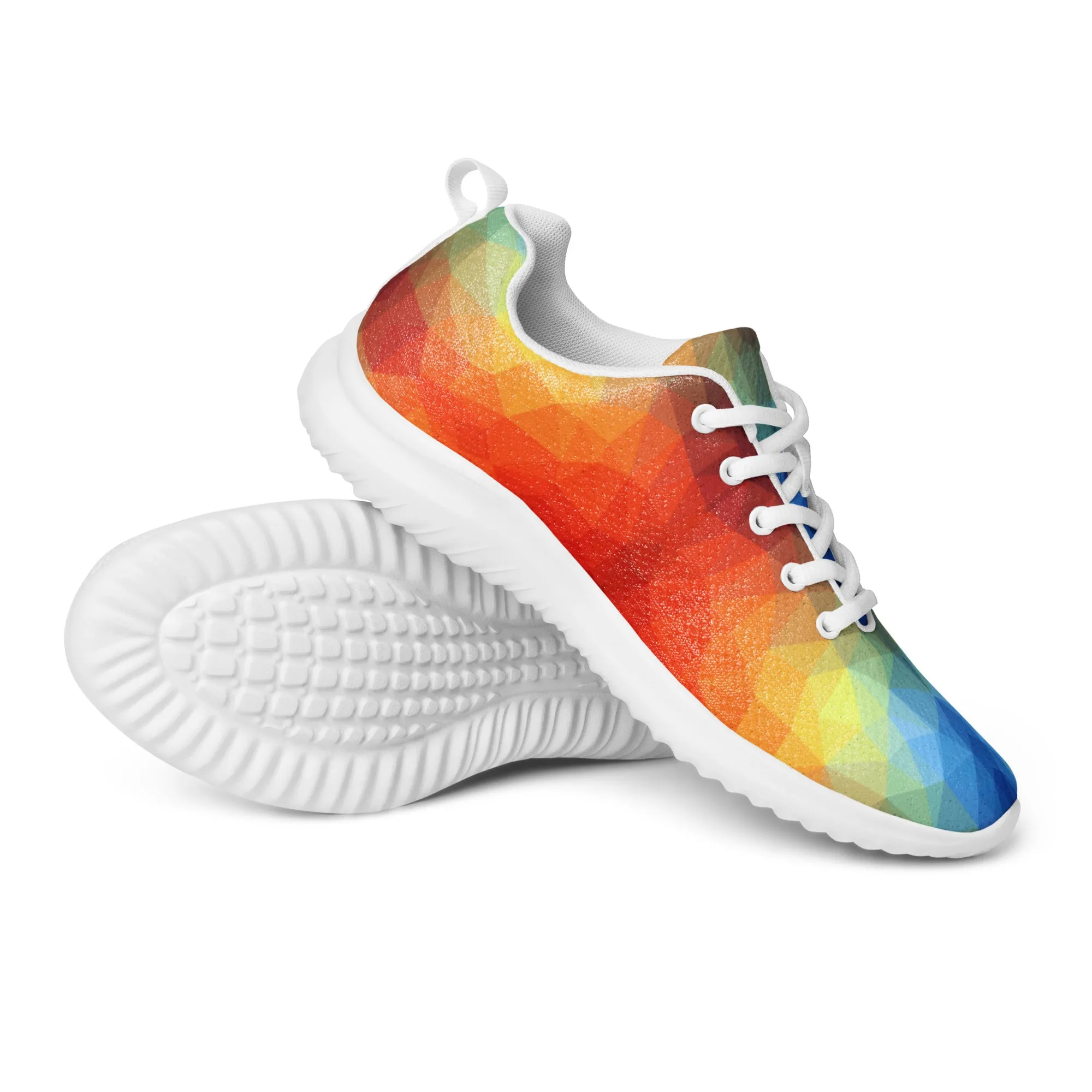 DASH Geo Rainbow Men’s Athletic Shoes Lightweight Breathable Design by IOBI Original Apparel