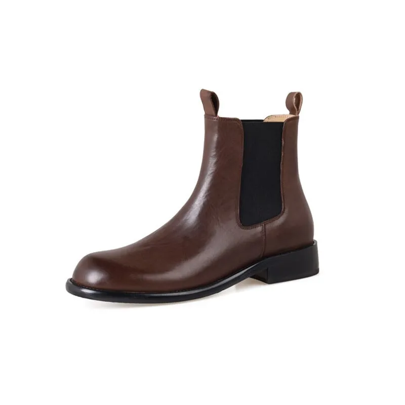 Handmade Leather Chelsea Boots For Women in Brown/Black