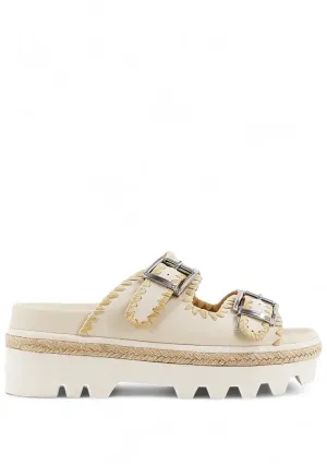 Laura 2-Buckle Sandal - Bone