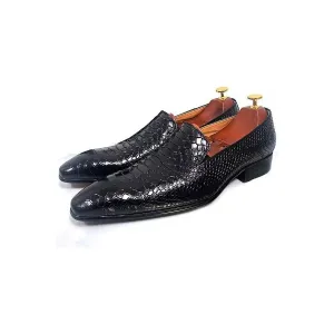 LeathLux Genuine Crocodile Pattern Sophisticated Slip-Ons 1