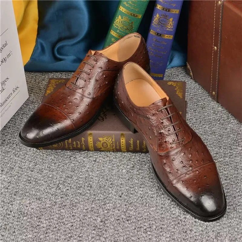 LuxeLeather Exotic Pattern Sophisticated Oxford Dress Shoes