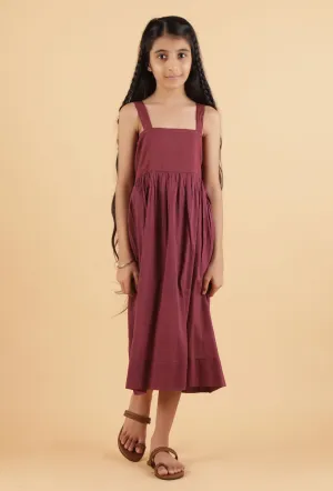 Maroon Purple Mulmul Dress