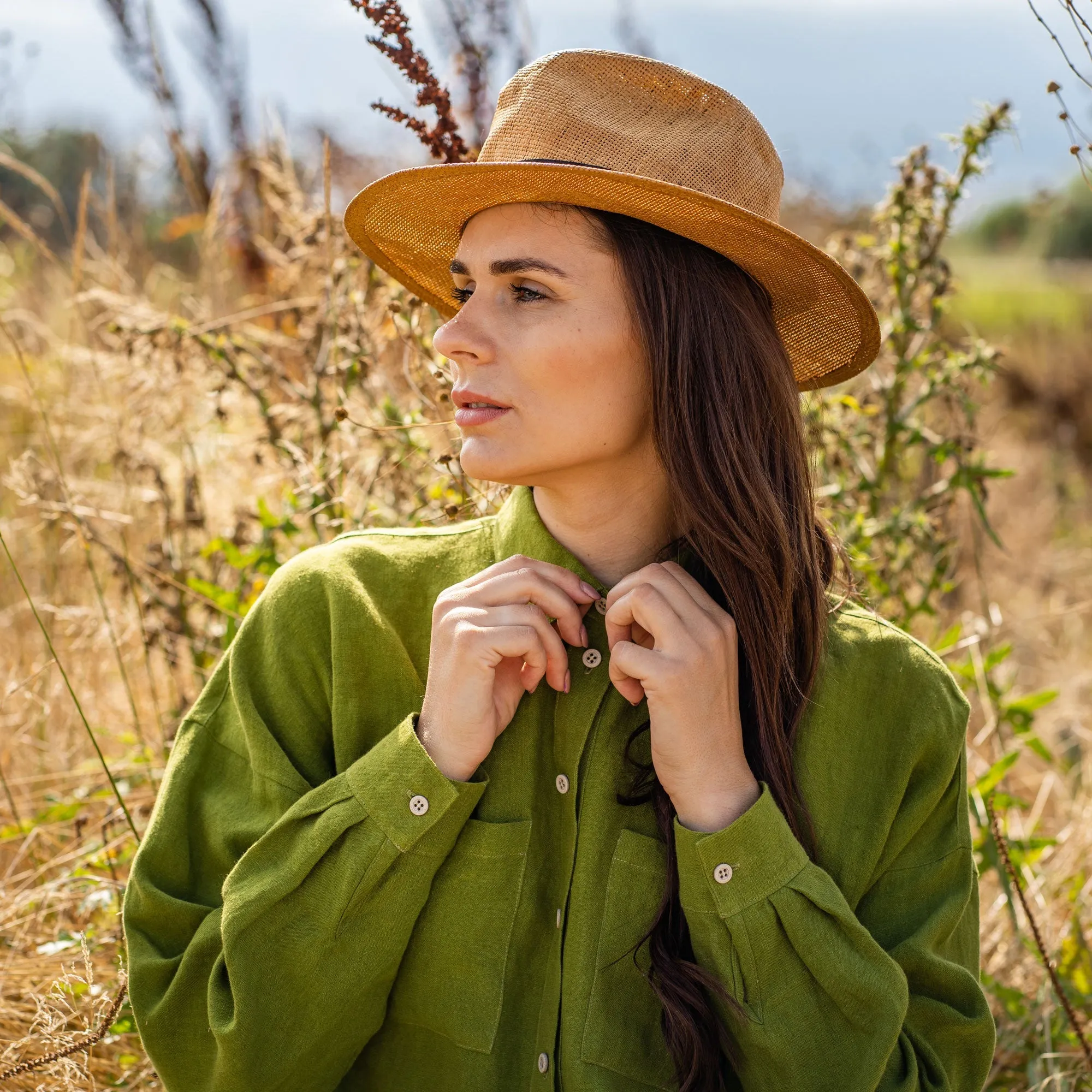 MENIQUE Oversize Shirt Dress Margo Forest Green