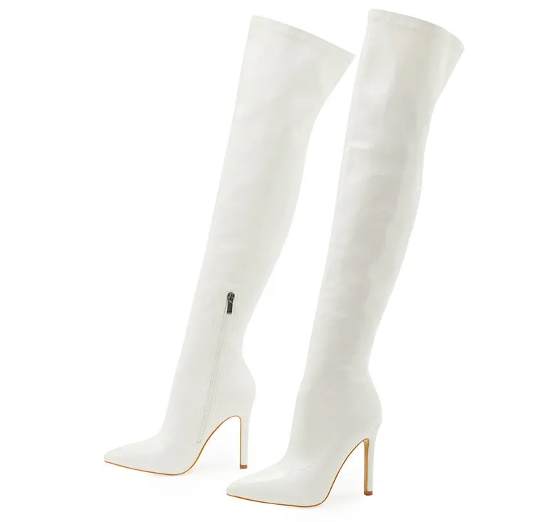 Soft Patent Leather Elastic Over Knee Boots