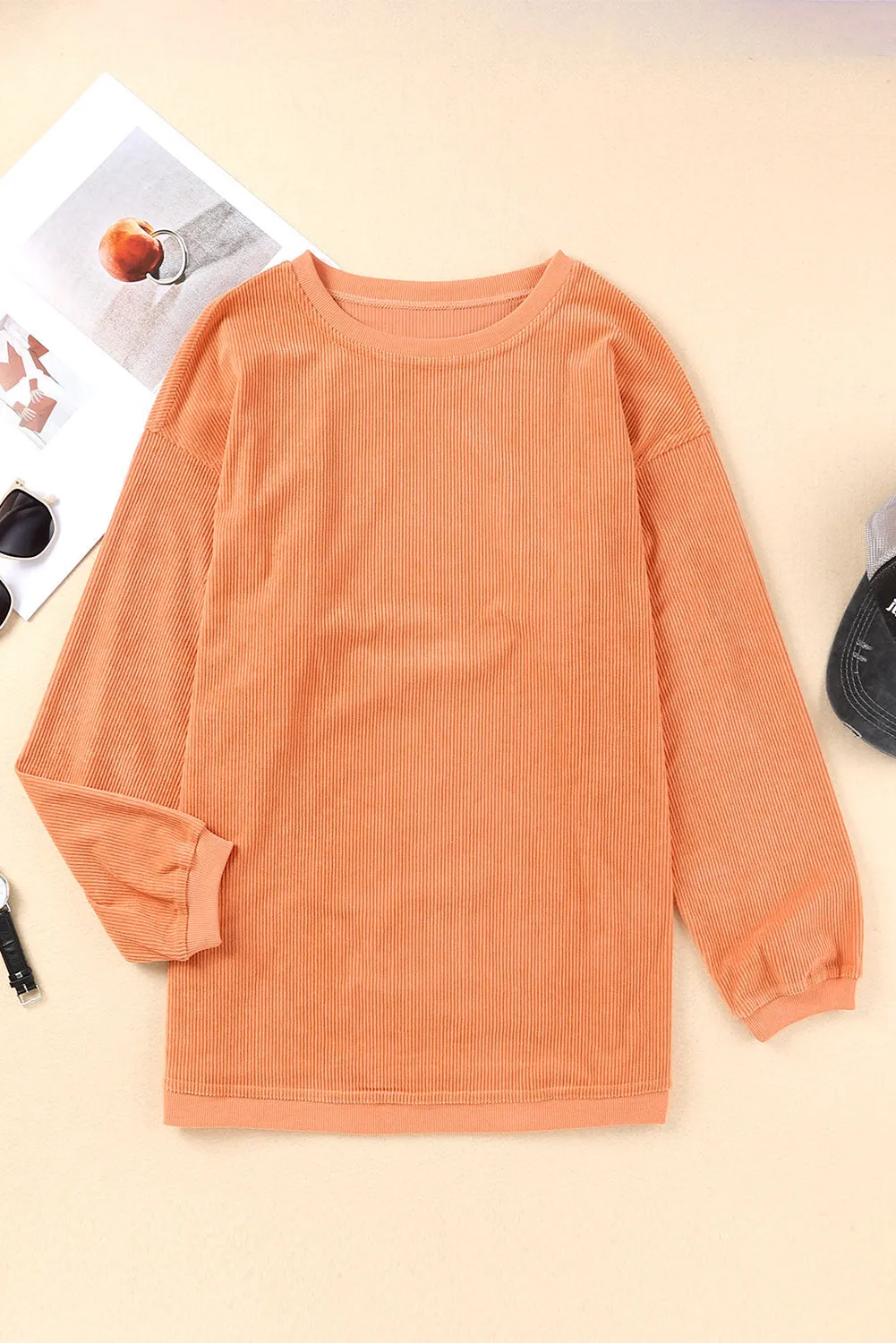 Women's Ribbed Corded Oversized Sweatshirt